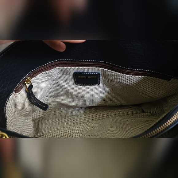 Dooney & Bourke Navy Monogram Fabric & Leather Shoulder Bag Magnetic - Picture 11 of 14